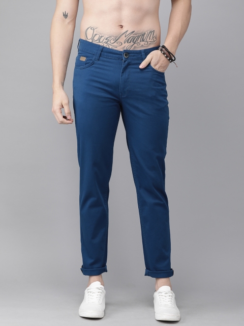 

Roadster Men Teal Blue Regular Fit Solid Chinos