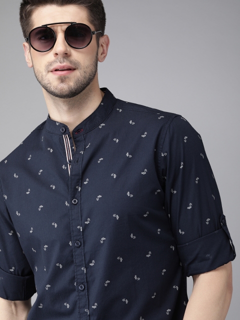 

Roadster Men Navy Blue Regular Fit Printed Casual Shirt