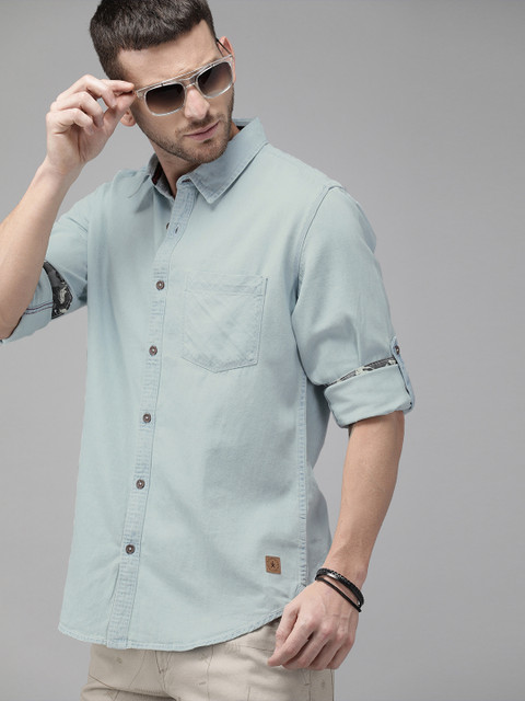

Roadster Men Blue Regular Fit Faded Casual Shirt