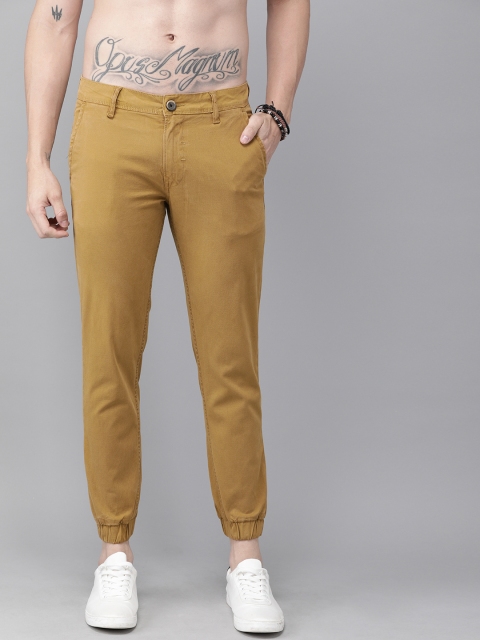

The Roadster Lifestyle Co Men Khaki Regular Fit Self Design Joggers
