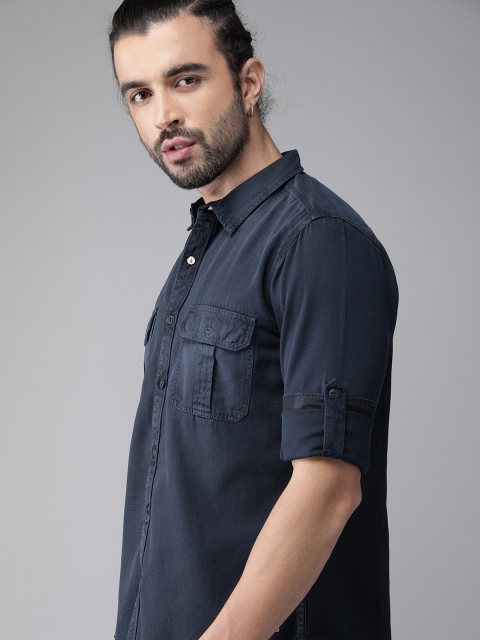 

Roadster Men Navy Blue Regular Fit Solid Casual Shirt