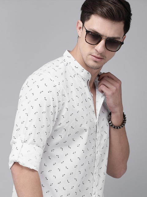 

Roadster Men White Regular Fit Printed Casual Shirt