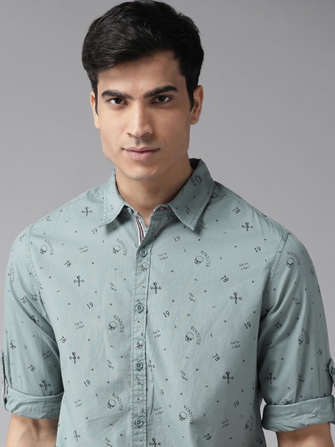 

Roadster Men Green & Black Regular Fit Printed Casual Shirt