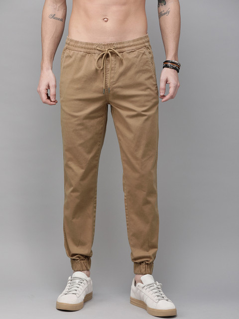 

Roadster Men Khaki Regular Fit Solid Regular Trousers