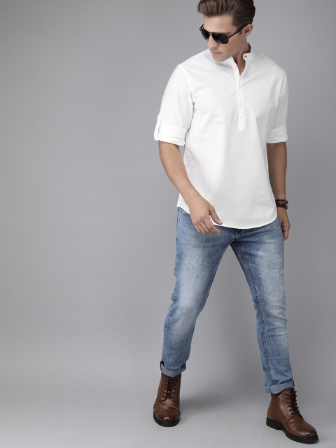 

Roadster Men White Regular Fit Solid Casual Shirt