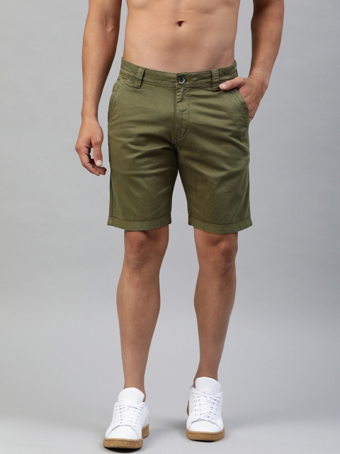 

Roadster Men Olive Green Solid Regular Fit Regular Shorts