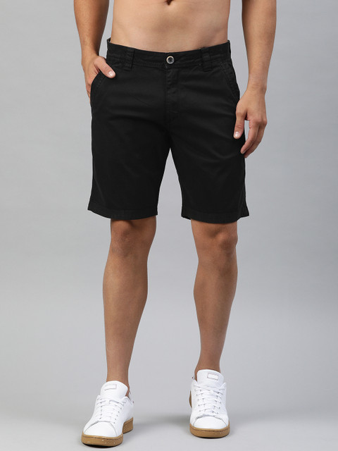 

Roadster Men Black Solid Regular Fit Regular Shorts