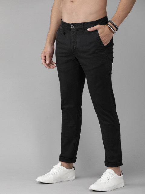

The Roadster Lifestyle Co Men Black Regular Fit Solid Trousers