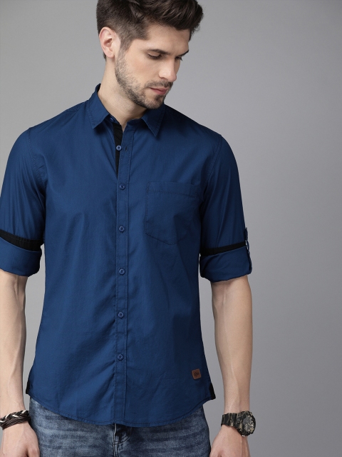 

Roadster Men Navy Blue Regular Fit Solid Casual Shirt