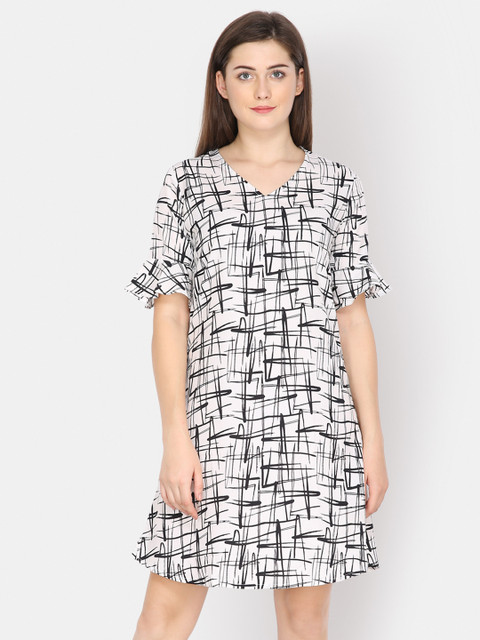 

Yaadleen Women Printed White A-Line Dress