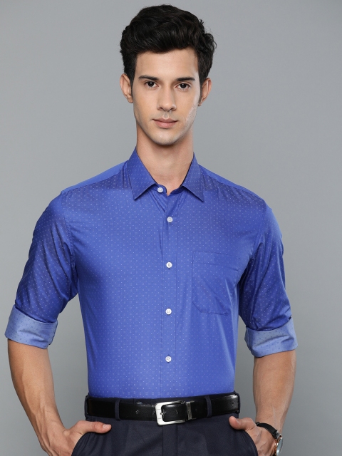 

Louis Philippe Men Blue & White Slim Fit Self Design Formal Shirt