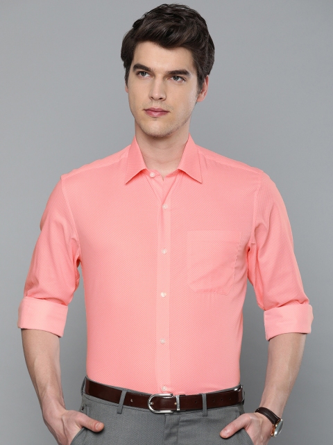 

Louis Philippe Men Pink & White Slim Fit Printed Formal Shirt