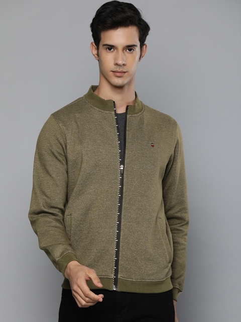 

Louis Philippe Jeans Men Olive Green Solid Sweatshirt