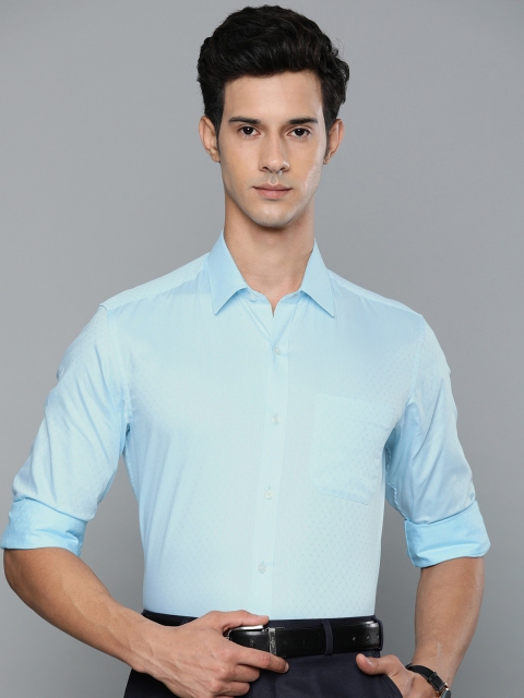 

Louis Philippe Men Blue & White Slim Fit Self Design Formal Shirt