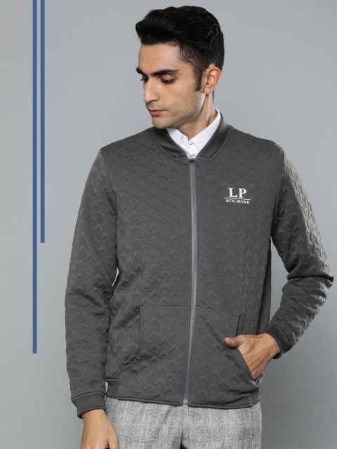 

Louis Philippe Ath.Work Men Grey Self Design Bomber Jacket