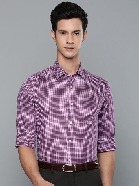 

Louis Philippe Men Purple & White Slim Fit Checked Formal Shirt