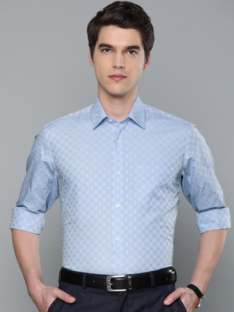 

Louis Philippe Men Blue & White Slim Fit Self Design Formal Shirt