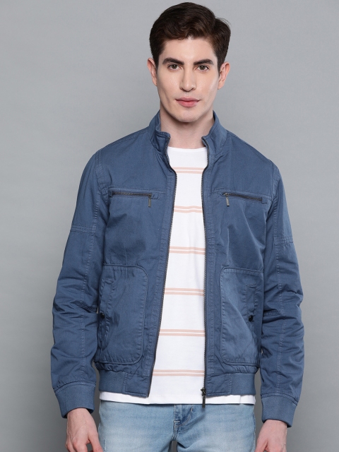 

Louis Philippe Jeans Men Blue Solid Bomber Jacket, Navy blue