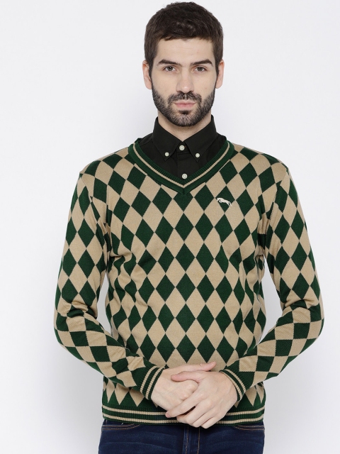 

JUMP USA Men Green & Beige Printed Sweater
