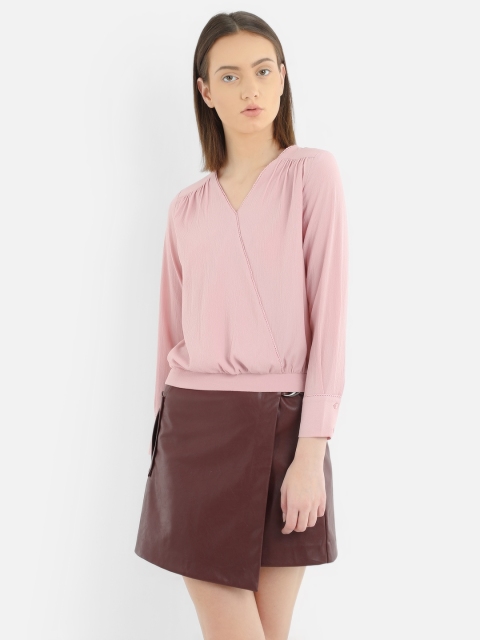 

COVER STORY Women Pink Solid Wrap Top