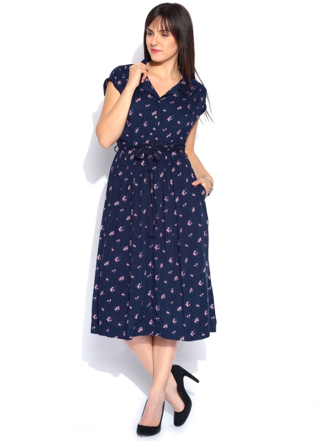 

Tokyo Talkies Blue Printed Midi Dress