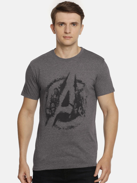 

Lee Men Charcoal Grey Printed Avengers Slim Fit Round Neck T-shirt