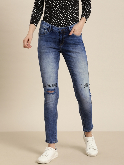 

Moda Rapido Women Blue Skinny Fit Mid-Rise Low Distress Stretchable Jeans
