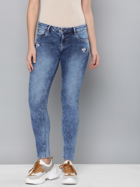 

HERE&NOW Women Blue Skinny Fit Mid-Rise Clean Look Stretchable Jeans