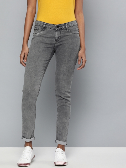 

HERE&NOW Women Grey Super Skinny Fit Mid-Rise Clean Look Stretchable Jeans