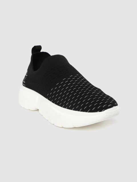 

Carlton London sports Women Black & White Woven Design Flatform Running Shoes