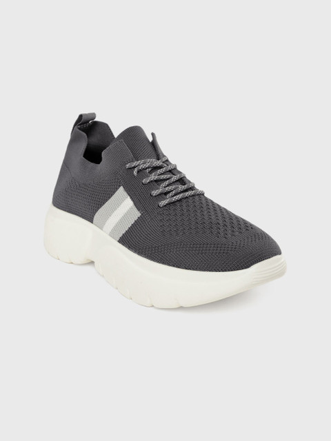 

Carlton London sports Women Charcoal Grey Woven Design Running Shoes