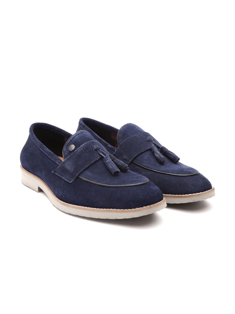 

Carlton London Men Navy Blue Solid Suede Tasseled Loafers