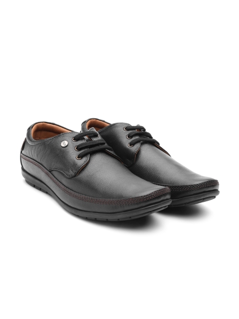 

Carlton London Men Black Solid Leather Formal Derbys
