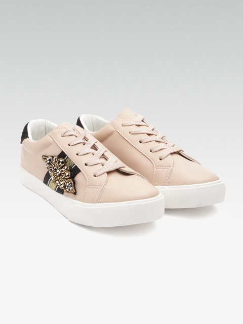 

DOROTHY PERKINS Women Beige Solid Sneakers with Embellished Detail