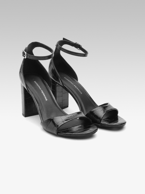 

DOROTHY PERKINS Women Black Croc Textured Heels