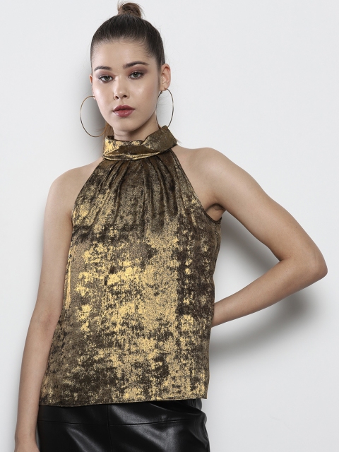 

DOROTHY PERKINS Women Petite Golden Solid Top, Gold
