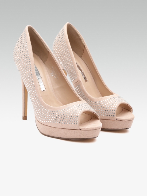 

DOROTHY PERKINS Women Peach-Coloured Embellished Peep Toe