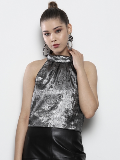 

DOROTHY PERKINS Women Petite Silver Solid Top