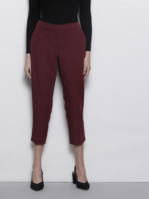 

DOROTHY PERKINS Women Burgundy Regular Fit Solid Petite Trousers