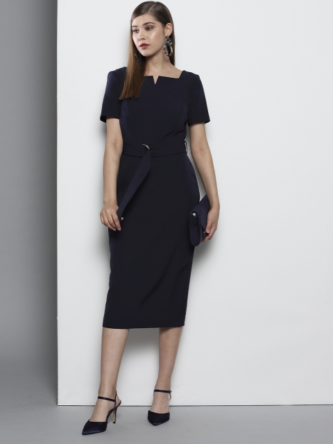 

DOROTHY PERKINS Women Navy Blue Solid Sheath Dress