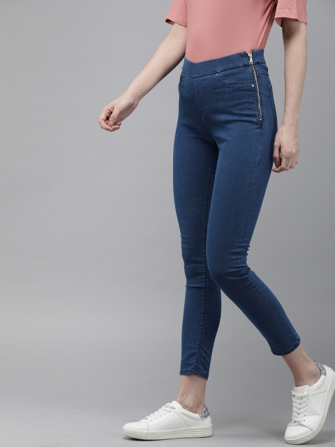 

SPYKAR Women Blue Adora Skinny Fit Solid Cropped Denim Jeggings