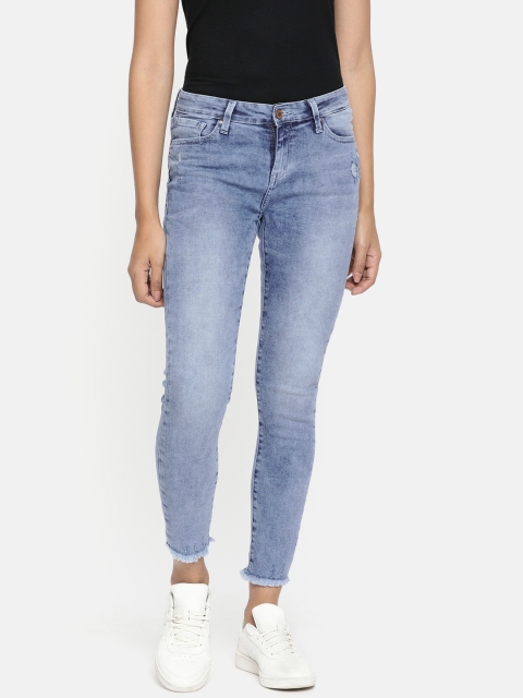 

SPYKAR Women Blue ADORA Skinny Fit Ankle Length Mildly Distressed Stretchable Jeans