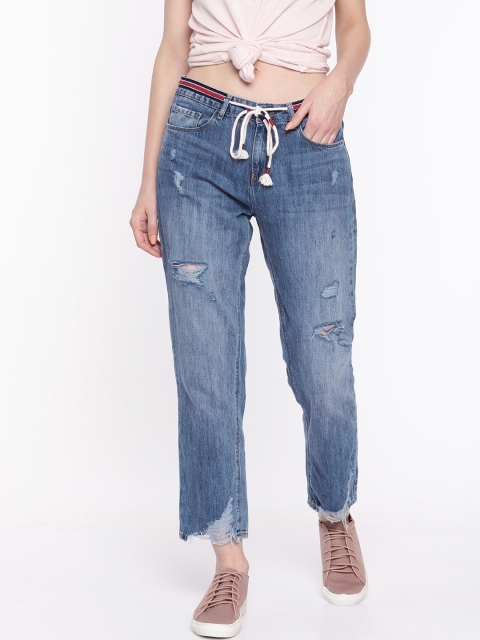 

SPYKAR Women Blue Everett Boyfriend Fit Mid-Rise Mildly Distressed Jeans