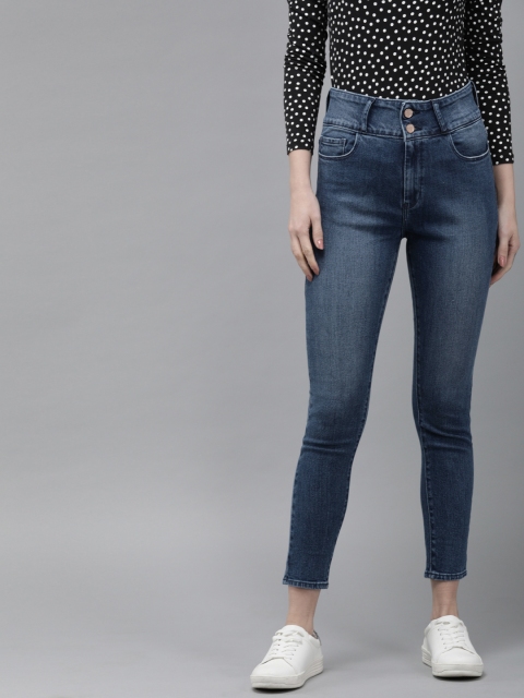 

SPYKAR Women Blue Alexa Super Skinny Fit High-Rise Clean Look Stretchable Cropped Jeans
