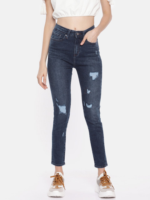 

SPYKAR Women Blue Alexa Super Skinny Fit High-Rise Mildly Distressed Stretchable Jeans