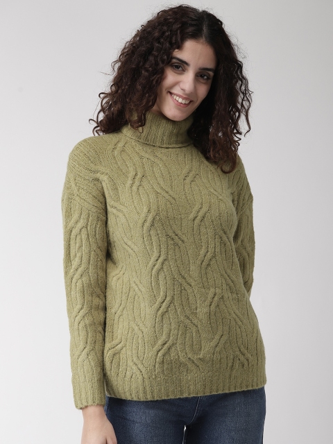 

Marks & Spencer Women Olive Green Cable Knit Pullover