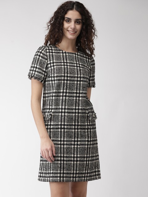 

Marks & Spencer Women Black & Off-White Checked A-Line Dress