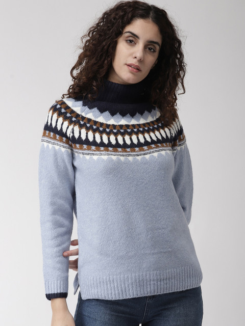 

Marks & Spencer Women Blue Self Design Pullover