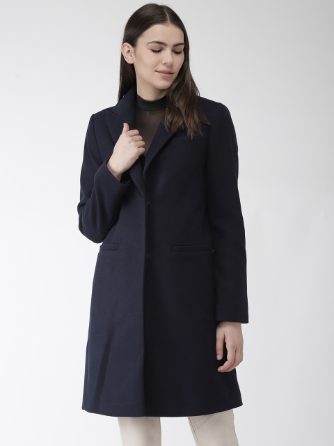 

Marks & Spencer Women Navy Blue Solid Longline Overcoat
