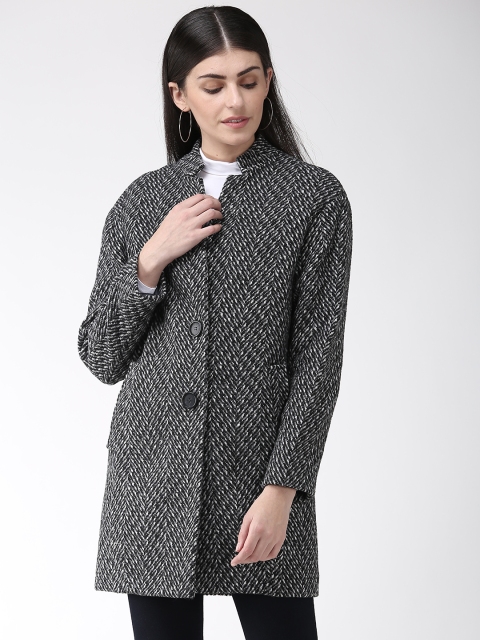 

Marks & Spencer Women Grey Self Design Hip Length Overcoat